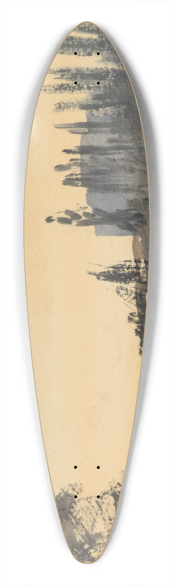 Barbara Bodichon - Study of a Hill with Trees 39.3 inch art pintail longboard deck