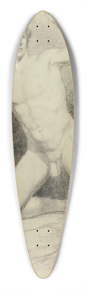 Barend Cornelis Koekkoek - Academic Male Nude Leaning on Platform 39.3 inch art pintail longboard deck