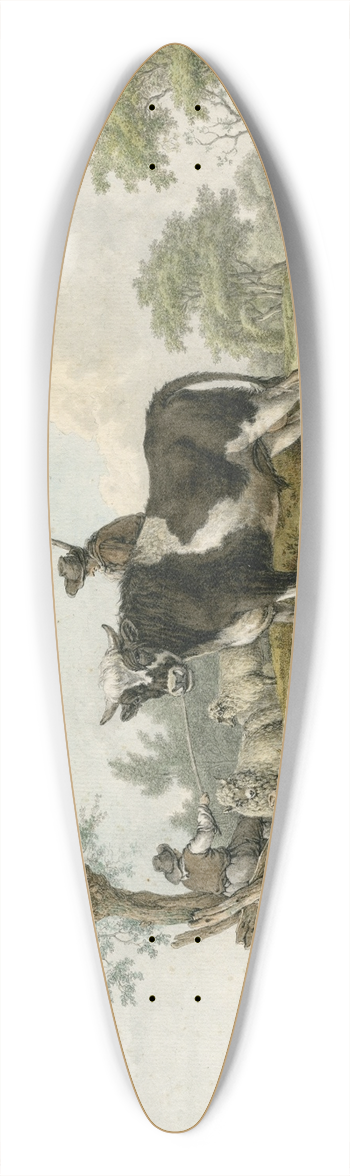 Barend Hendrik Thier - Boeren met jonge stier en ander vee langs waterkant 39.3 inch art pintail longboard deck
