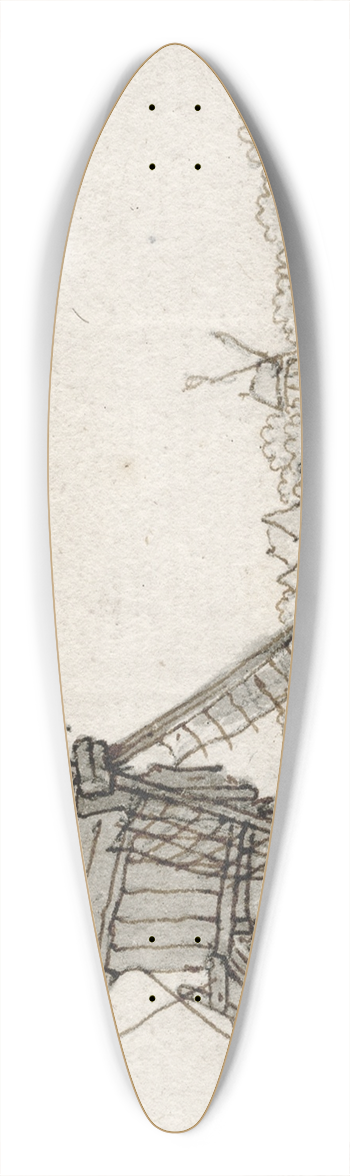 Barend Hendrik Thier - Windmolens in vlak land 39.3 inch art pintail longboard deck