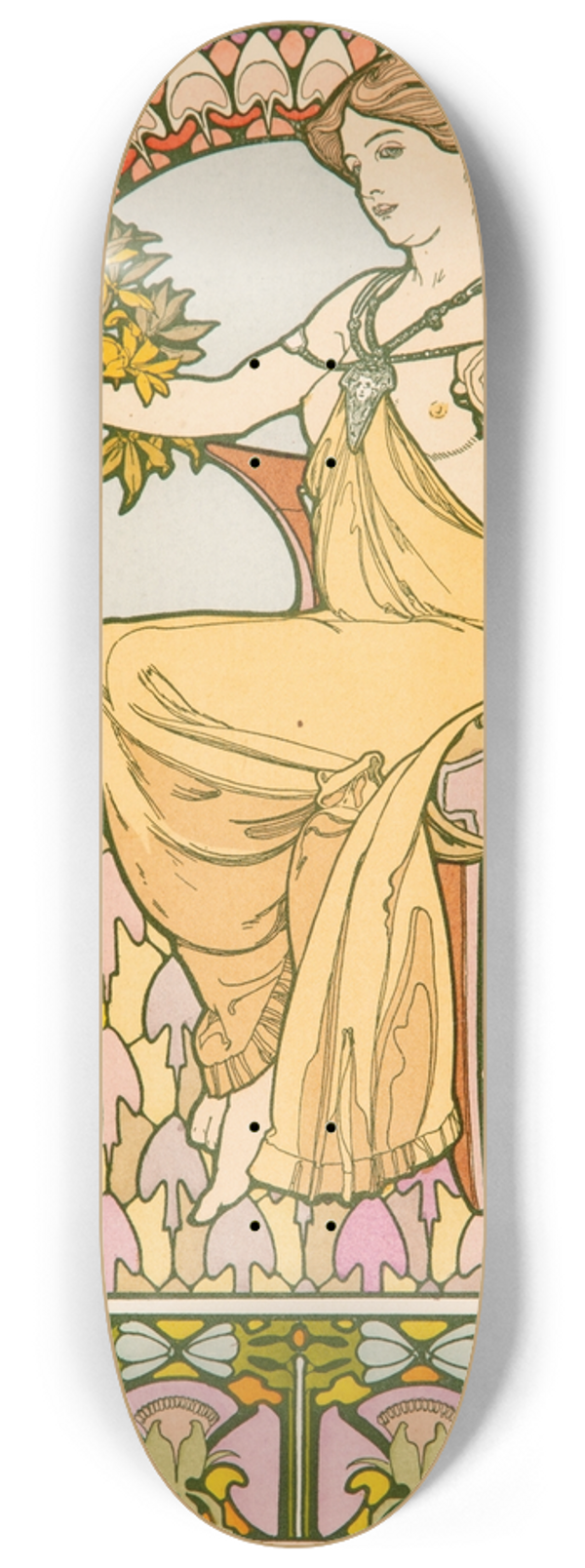 Alphonse Mucha - Seated Woman, plate no. 48 from Documents Dcoratifs 8.25 inch art skate deck