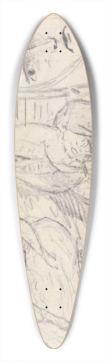 Benjamin Robert Haydon - Study of Two Seated Men in Their Traditional Costume 39.3 inch art pintail longboard deck