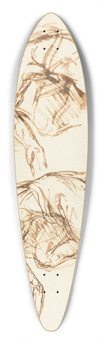 Benjamin West - Two Kneeling Figures 39.3 inch art pintail longboard deck