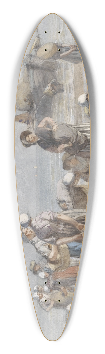 Bernardus Johannes Blommers - Fishwives on the Beach at Scheveningen 39.3 inch art pintail longboard deck