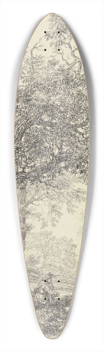 Bernhard Gottfried Manskirch - Zwei Wanderer, unter Eichenbumen rastend 39.3 inch art pintail longboard deck