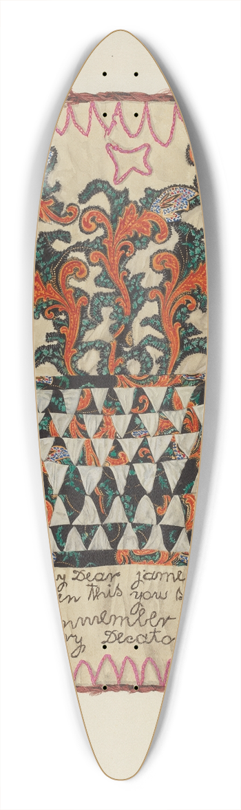 Beverly Chichester - Applique Linen Panel 39.3 inch art pintail longboard deck