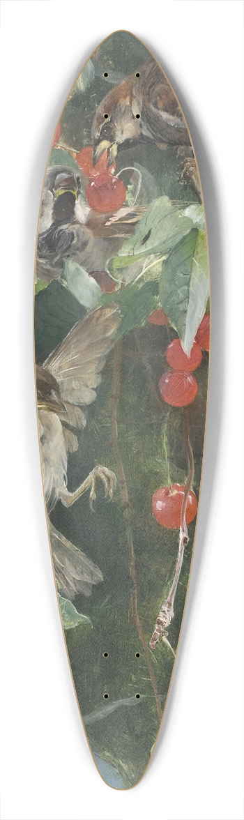 Bruno Liljefors - Sparrows in a Cherry Tree 39.3 inch art pintail longboard deck