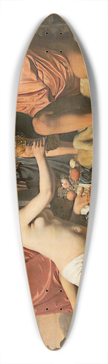 Caesar Van Everdingen - Bacchus on a Throne  Nymphs Offering Bacchus Wine and Fruit 39.3 inch art pintail longboard deck