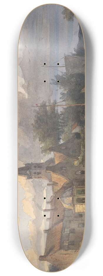 Jan Weissenbruch - Gezicht op een dorp aan een vaart 8.25 inch art skate deck
