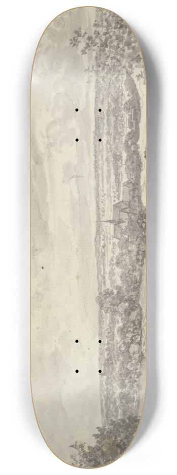 Jan Wijnants - Fernsicht mit einer Stadt, vorne ein Reiter und zwei Fugnger 8.25 inch art skate deck