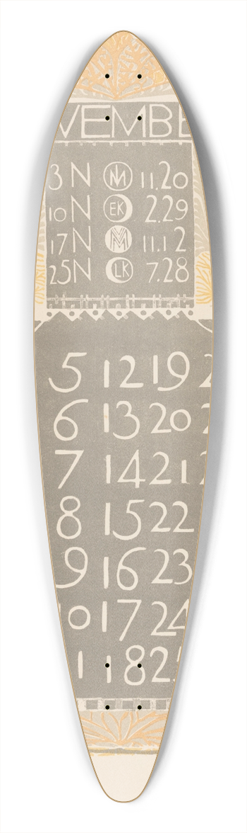 Carel Adolph Lion Cachet - Kalenderblad november 1899 39.3 inch art pintail longboard deck