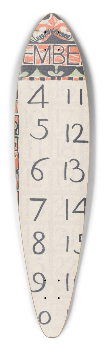 Carel Adolph Lion Cachet - Kalenderblad november 1900 39.3 inch art pintail longboard deck