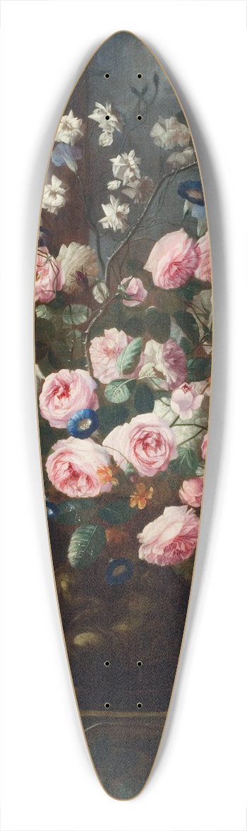 Carel de Vogelaer - Roses in an Urn 39.3 inch art pintail longboard deck
