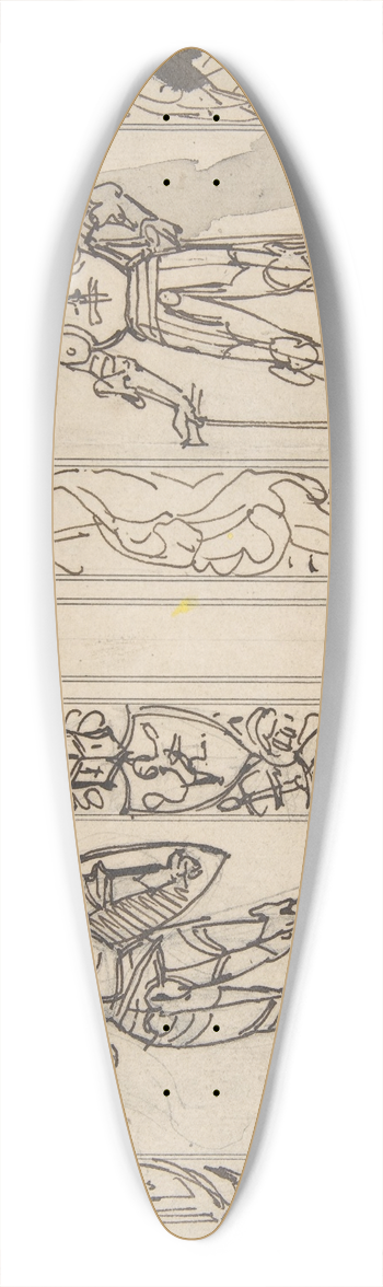 Carl Alexander von Heideloff - Study for Two Book Illustrations 39.3 inch art pintail longboard deck