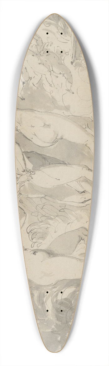 Carl August Ehrensvrd - Four Nude Women Surrounded by Putti, Approaching an Altar 39.3 inch art pintail longboard deck