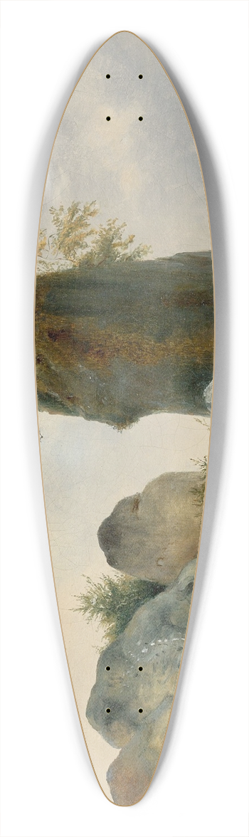 Carl Blechen - A Rocky Landscape with a Hermit 39.3 inch art pintail longboard deck