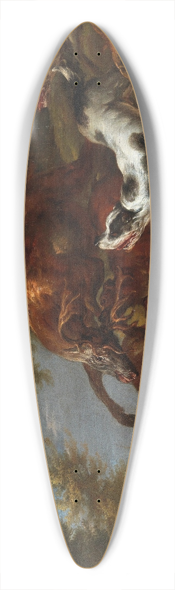 Carl Borromus Andreas Ruthart - Hounds chasing a stag 39.3 inch art pintail longboard deck