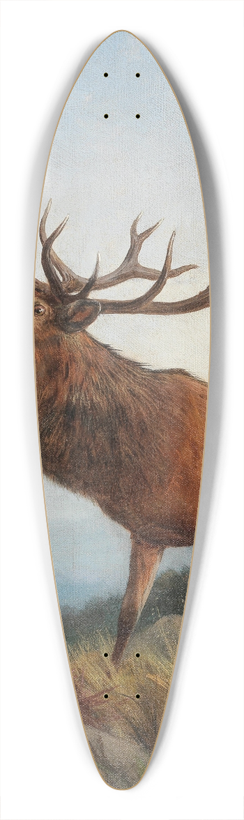 Carl Friedrich Deiker - A Bellowing Stag 39.3 inch art pintail longboard deck