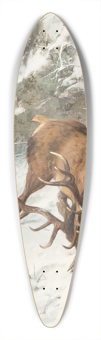 Carl Friedrich Deiker - Hound catching a royal stag 39.3 inch art pintail longboard deck