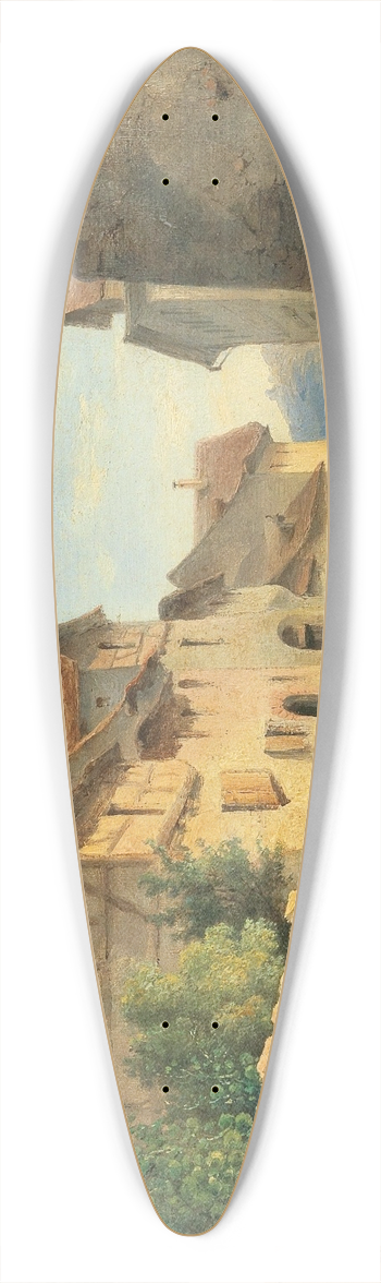 Carl Lafite - Village Road With Many Decorative Figures 39.3 inch art pintail longboard deck