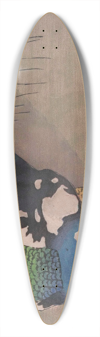 Carl Moser - Weigefleckter Pfau 39.3 inch art pintail longboard deck