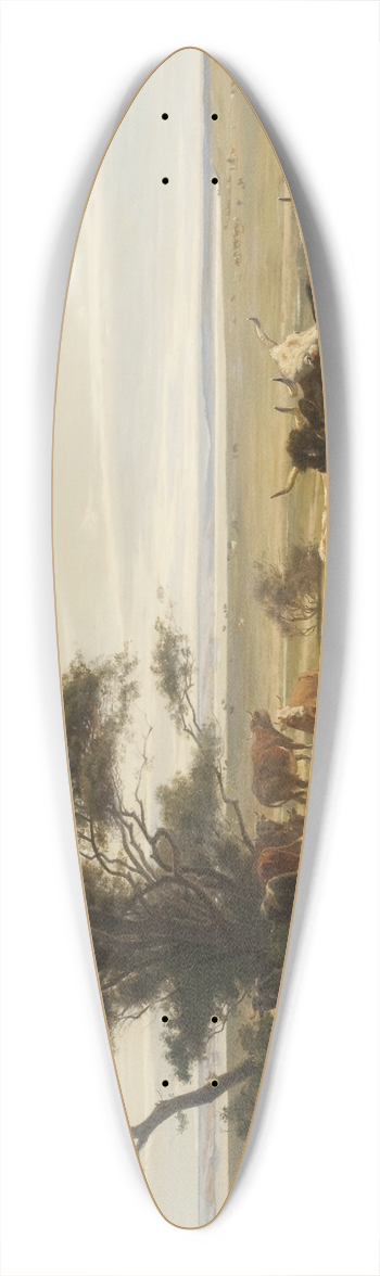 Carl Otto Haslund - Cows in a Meadow 39.3 inch art pintail longboard deck