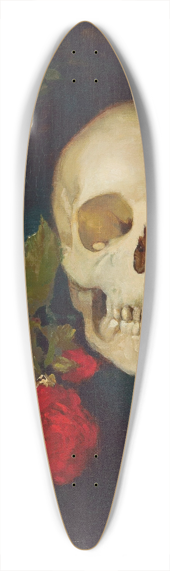 Carl Schuch - Skull with roses 39.3 inch art pintail longboard deck