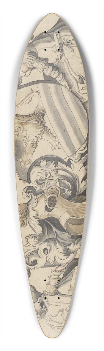 Carl Von Aegeri - Zwei sitzende Damen mit Wappen 39.3 inch art pintail longboard deck