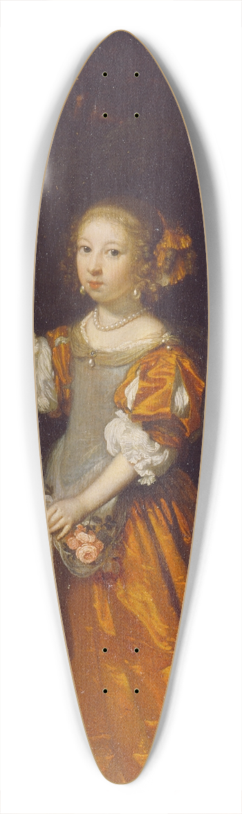 Caspar Netscher - A Child plucking a Rose 39.3 inch art pintail longboard deck
