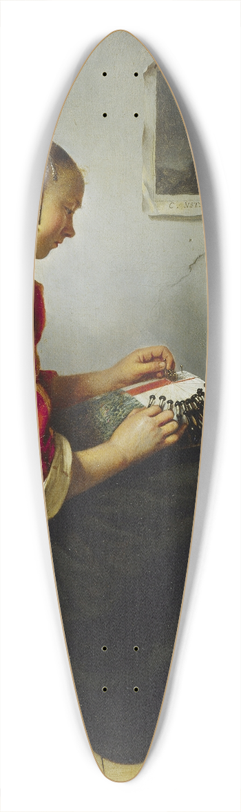 Caspar Netscher - The Lace Maker 39.3 inch art pintail longboard deck