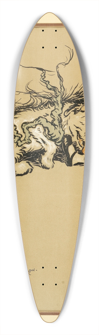 Cecil Charles Windsor Aldin - Original illustration 39.3 inch art pintail longboard deck
