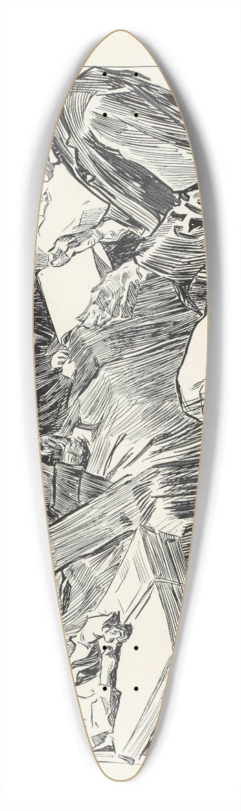 Charles Dana Gibson - The cable car 39.3 inch art pintail longboard deck