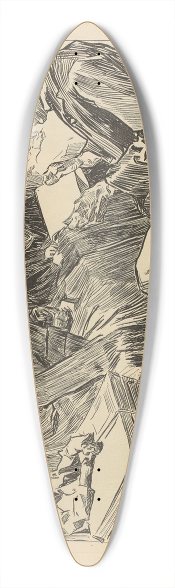 Charles Dana Gibson - The cable car 39.3 inch art pintail longboard deck