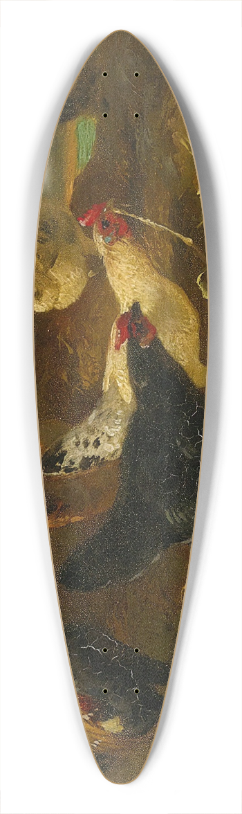 Charles Emile Jacque - Hens And Cocks 39.3 inch art pintail longboard deck