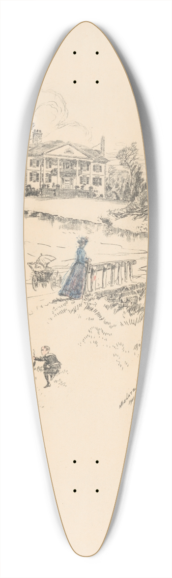 Charles Frederick William Mielatz - Jumel mansion 39.3 inch art pintail longboard deck