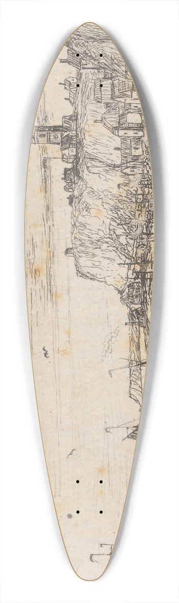 Charles Golding Constable - Harbour Scene with Town 39.3 inch art pintail longboard deck