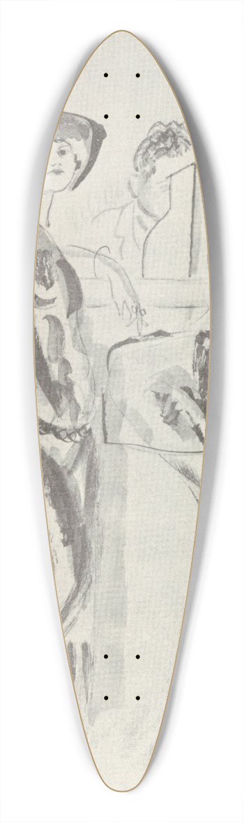 Charles Laborde - Two women at a bar 39.3 inch art pintail longboard deck