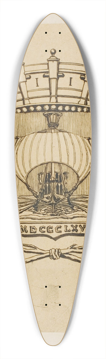 Charles Meryon - It Rocks but is Not Sunk 39.3 inch art pintail longboard deck