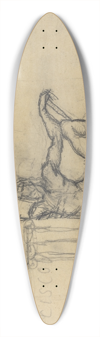 Charles Meryon - Seated Male Figure for San Francisco 39.3 inch art pintail longboard deck