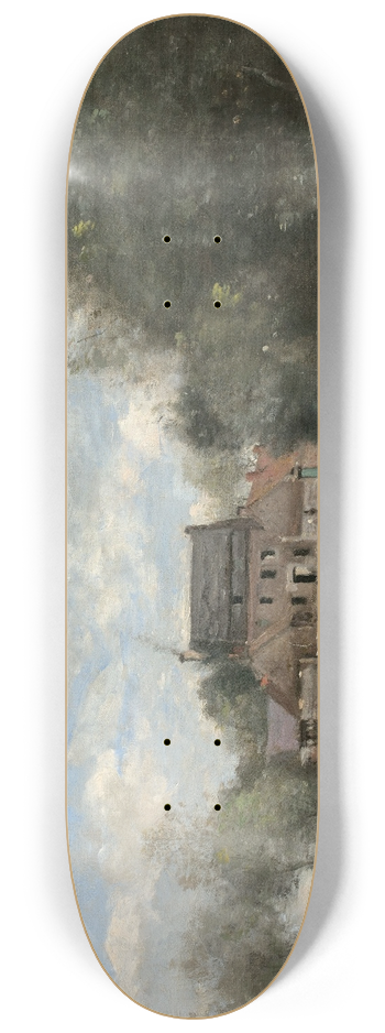 Jean-Baptiste-Camille Corot - Arleux-du-Nord; le Moulin Drocourt sur la Sense 8.25 inch art skate deck