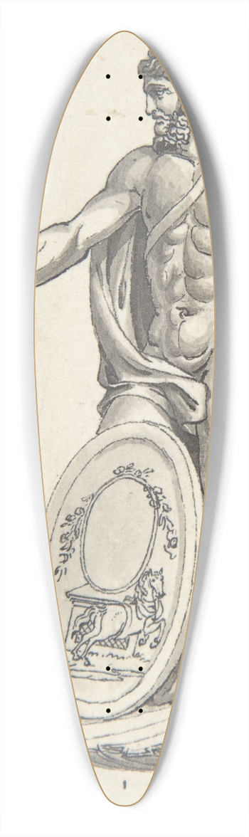 Charles Percier - Design for Neptune with an Oval Medallion 39.3 inch art pintail longboard deck