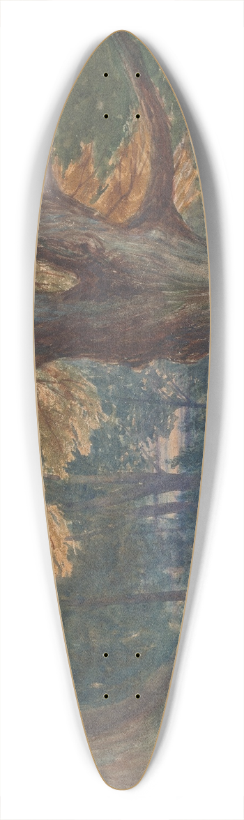 Charles Reginald Aston - Trees on a Hill in a Wooded Landscape 39.3 inch art pintail longboard deck
