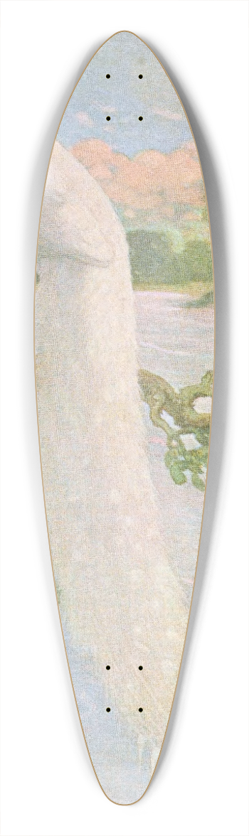 Charles Robert Knight - White Peacock 39.3 inch art pintail longboard deck