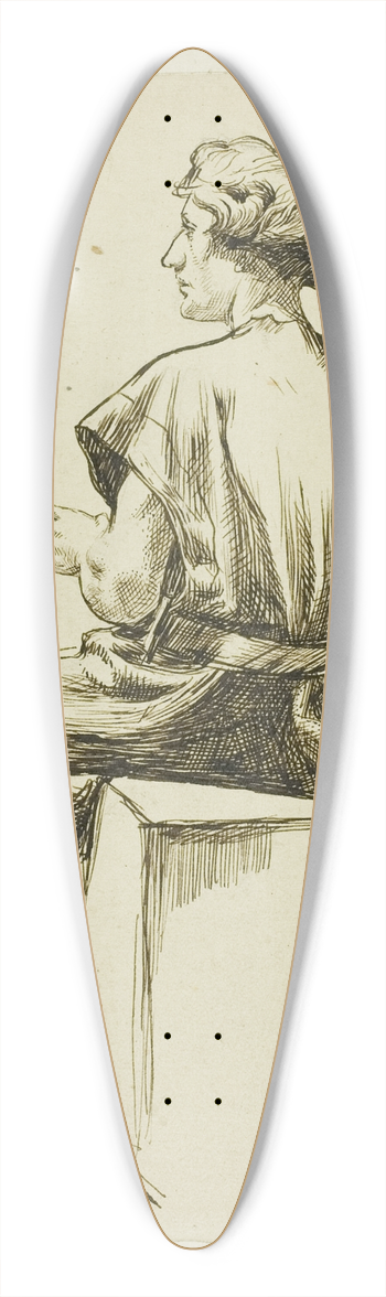Charles Samuel Keene - Seated Man in Tunic 39.3 inch art pintail longboard deck