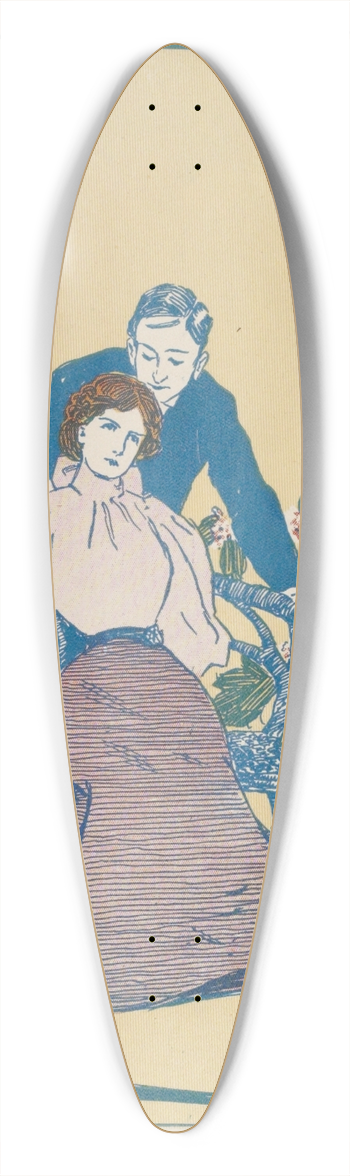 Charles Wright - Couple surrounded by flowers 39.3 inch art pintail longboard deck