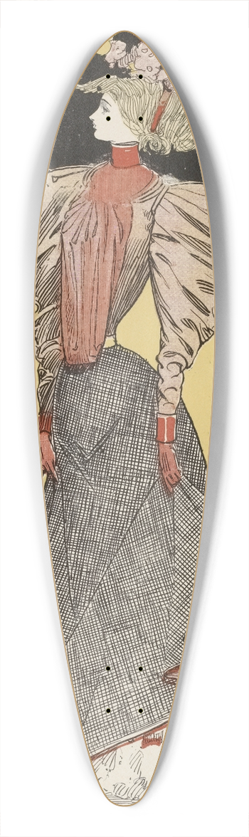 Charles Wright - Woman wearing a large hat 39.3 inch art pintail longboard deck