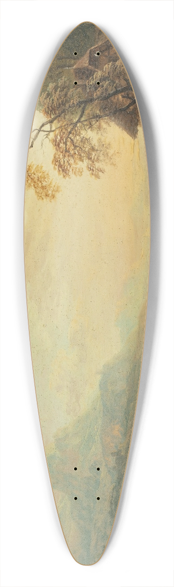 Christian Georg Schtz the elder - River Landscape 39.3 inch art pintail longboard deck