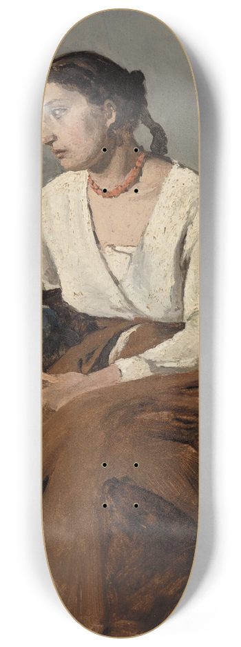 Jean-Baptiste-Camille Corot - Melancholy Italian Woman 8.25 inch art skate deck