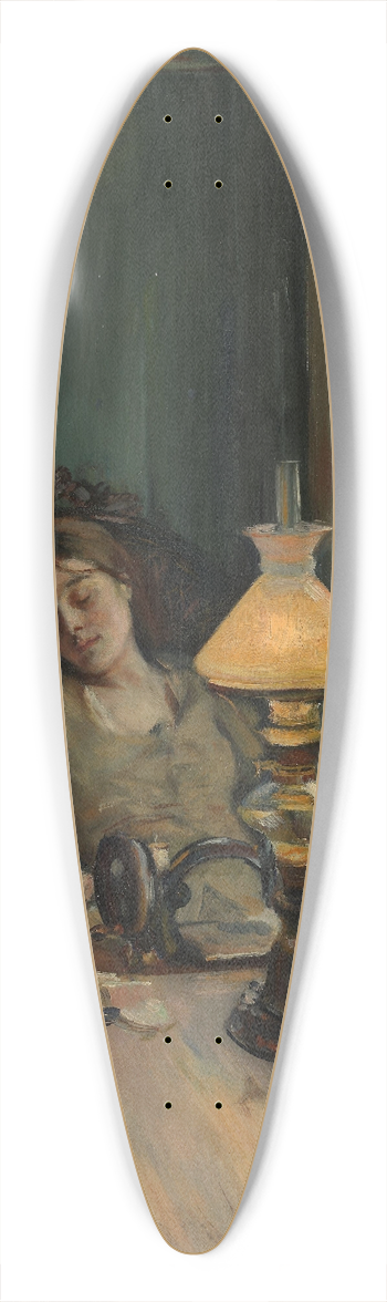 Christian Krohg - Tired 39.3 inch art pintail longboard deck