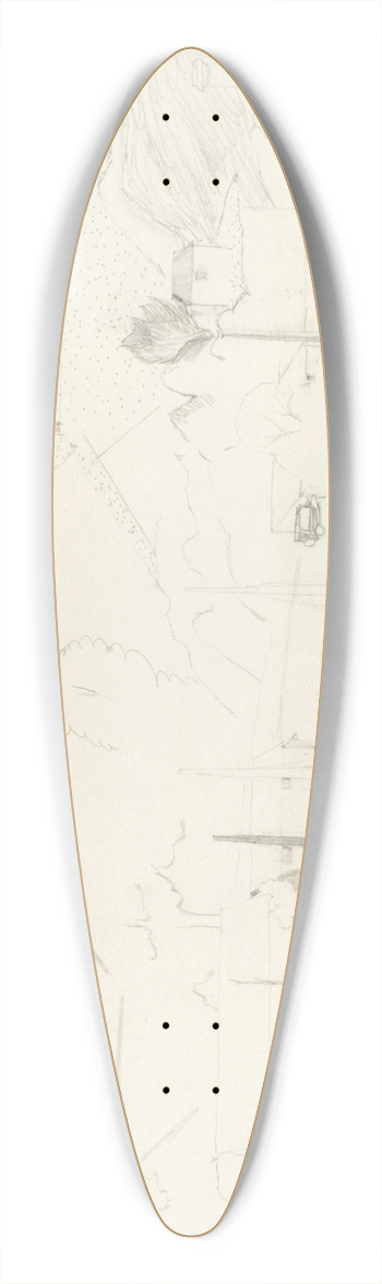 Christopher Wood - Cornish Harbour 39.3 inch art pintail longboard deck